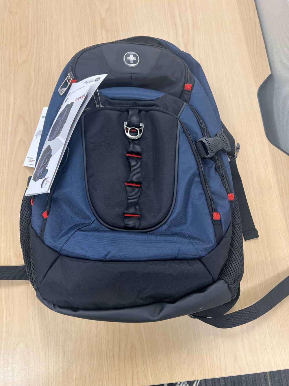 Men's Navy and Black Everyday Tech Backpack with Red Accents
